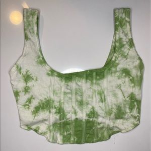 MissGuided tie dye green crop top.